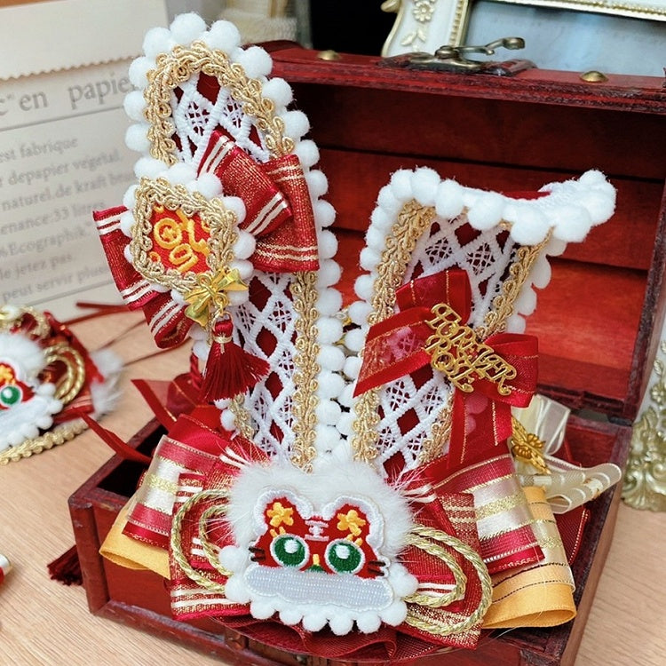 Applikation Hase Schleife Rot Qi Details Ohren Tiger Hut Lolita Mini