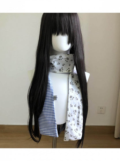 Y2K Scarf with Paw Print and Checks - freetrader