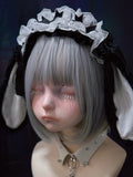 Droopy Black Alternative in Ear White Plush with KC Maid-style Lace Bunny Style