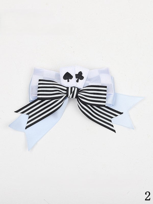 Series Black Lolita Striped Hairclips in Bow Alice White Wonderland