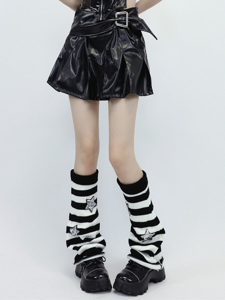 Warmers 3 Striped Leg Knit Y2K Colors Fashion Pattern Star