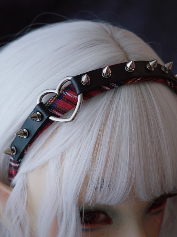 KC And Design Heart Red With Plaid Buckle Black Studs Pattern