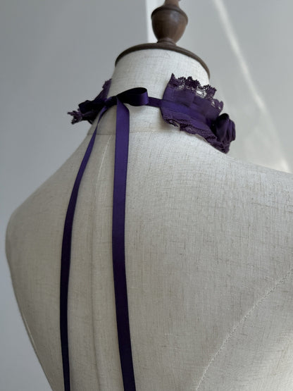 Choker Black Red Blue Dark / Purple Roses