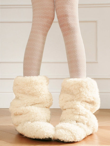 Warm Long/Short Fleece Version Warmers Leg Beige/Brown