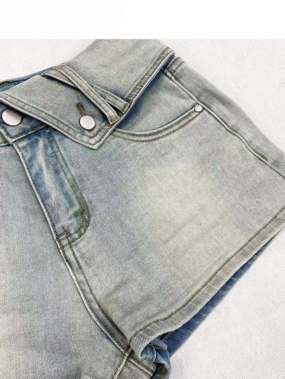 Taillenbesatz Millard Blau mit Rüschengürtel Fashion Cascading High Shorts