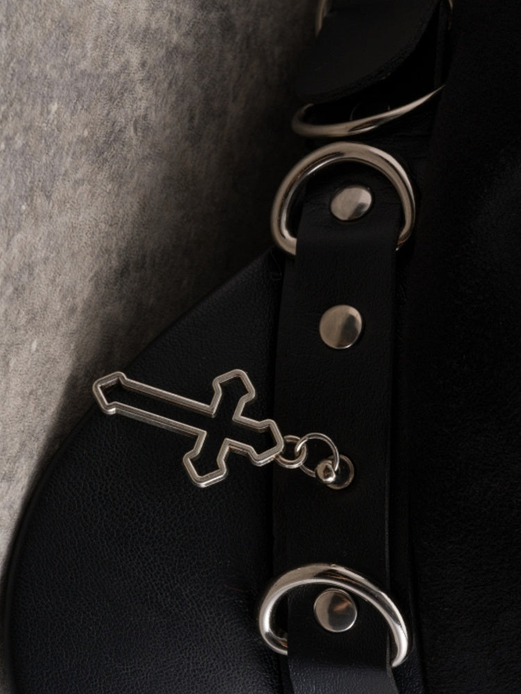 Beret Cross Hat And Details Charm Gothic Bone Black Studs