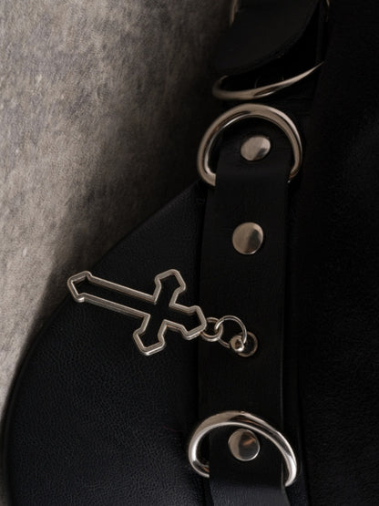 Beret Cross Hat And Details Charm Gothic Bone Black Studs