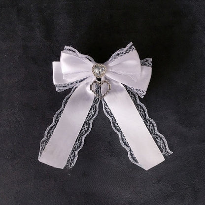 3 Hairclip Colors Bow Lace Heart Rhinestone