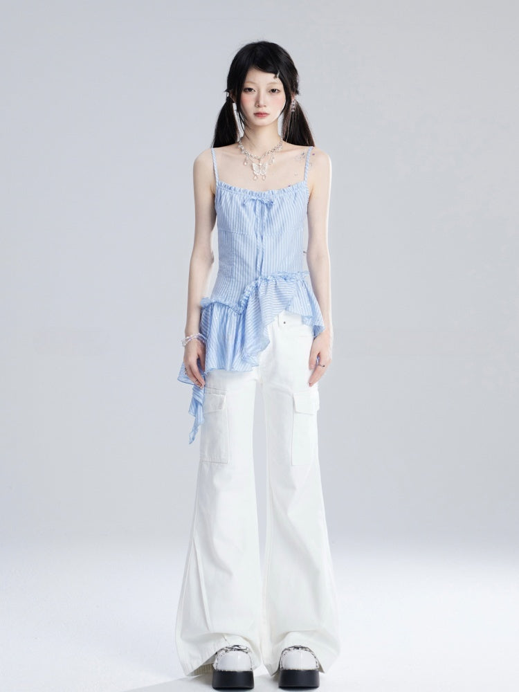 ジーンズ ホワイト ローフレアウエスト ヴィンテージ グラマラス