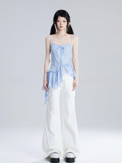 ジーンズ ホワイト ローフレアウエスト ヴィンテージ グラマラス