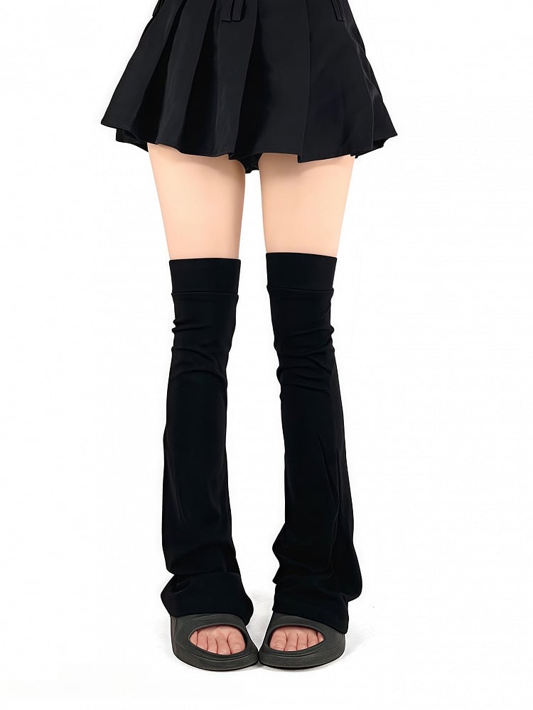 Black/White Leg Flared Minimalist Warmers Thigh