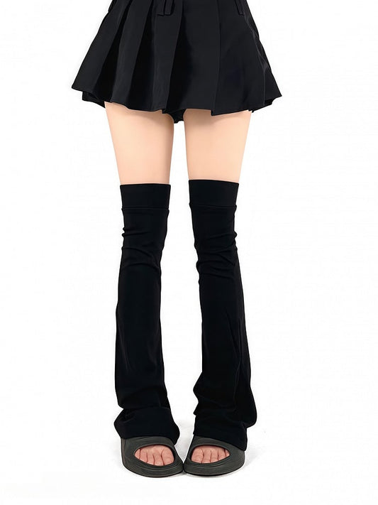 Black/White Leg Flared Minimalist Warmers Thigh