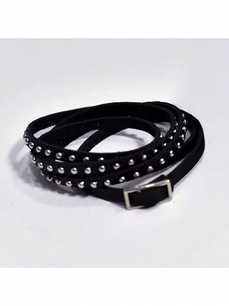 Punk Black Stud Leather Bracelet with Metal Buckle - Mr. Cat