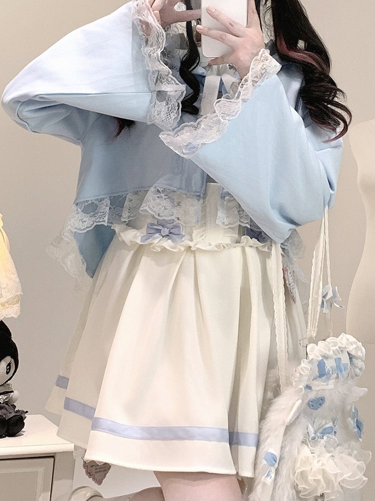 / Detail with Black Lace | Kei Short Trim Cape Kitty-Ear Jirai