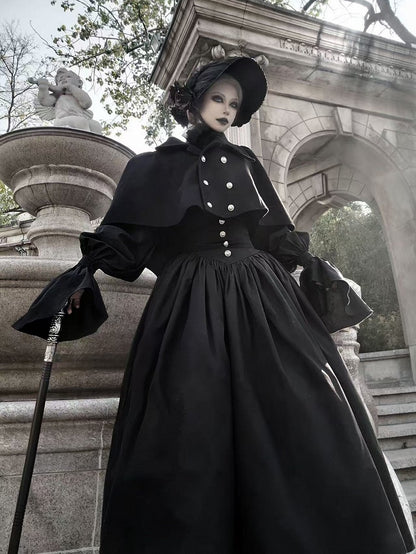 Lolita Collar Cape Gothic Woolen Black Foldover