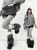 Y2K with Set Waist Belt Skort Design Low Dark Gray