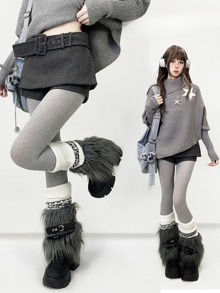 Y2K with Set Waist Belt Skort Design Low Dark Gray