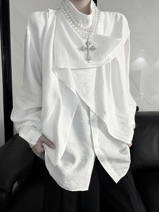 Top Neckline Scarf for Long Prince Spring Sleeve Lolita and - Summer Ouji White