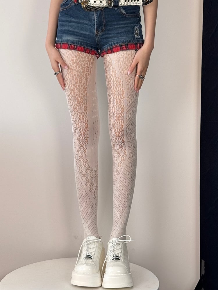 Y2K Hollow-out Tights Black/White/Brown/Red