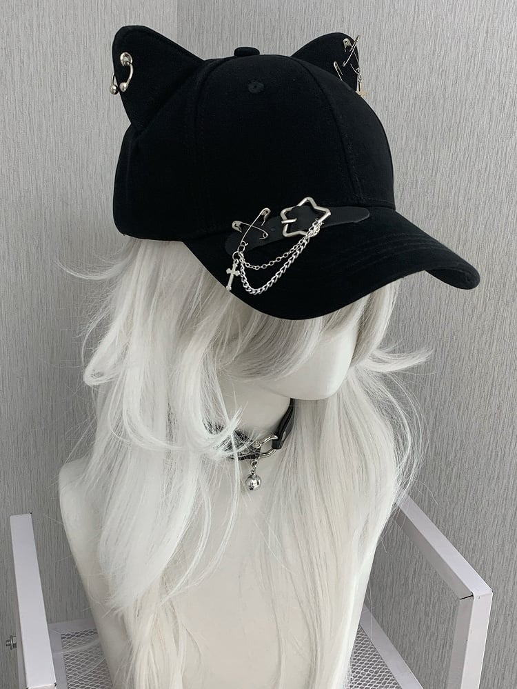 Ohrstecker Verzierte Kätzchenmütze Stern Blau/Schwarz/Gelb Kreuz Charm Schnalle
