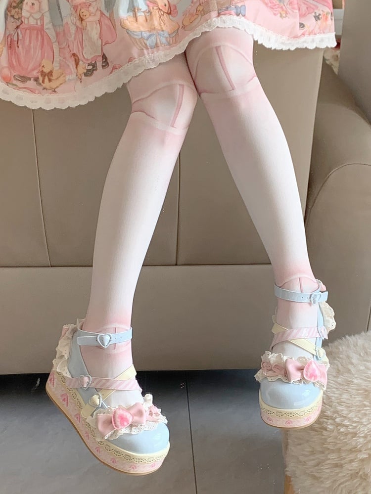 Accents Jane Strawberry Bow Blue Cake Sweet Lolita Shoes Sea Salt Mary Platforms