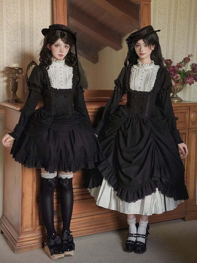 Ruffle Neckline Juliette and Black White Sleeves Top