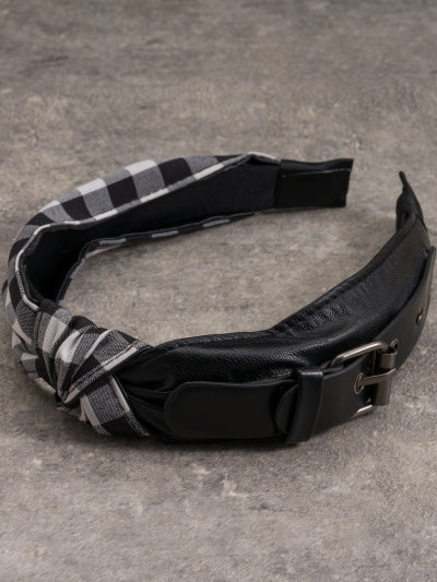 Plaid Buckle Pattern Black Decorated Gothic KC