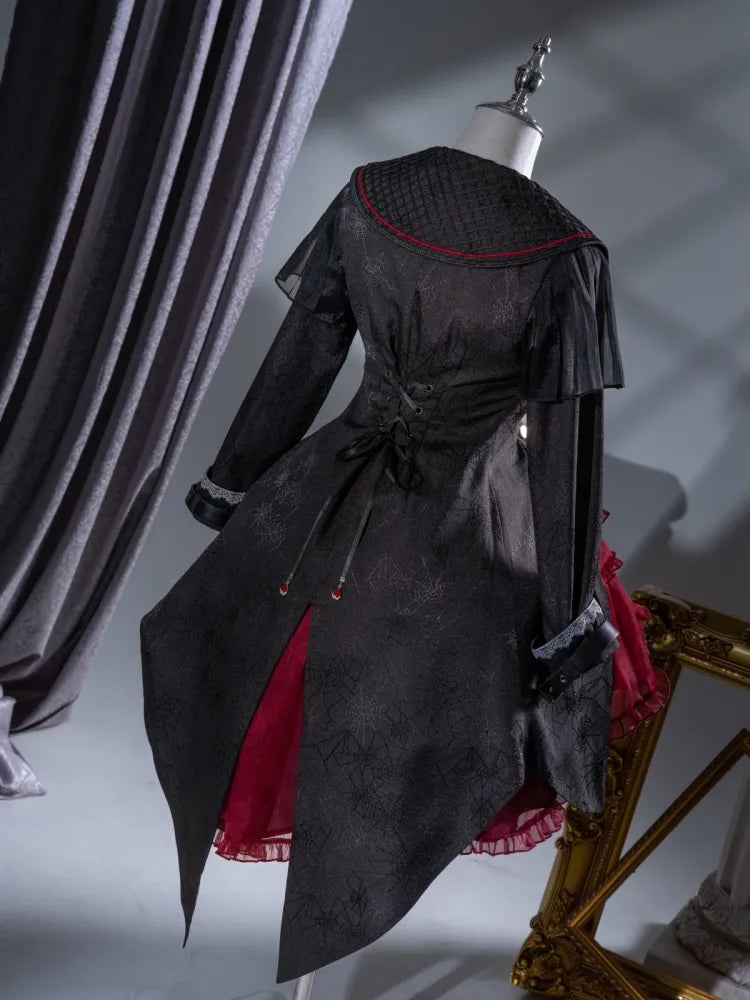 Kragen Stoff Mode Ouji Gothic Mantel Web Schwarz Fledermaus Prinz Spinne Flügel