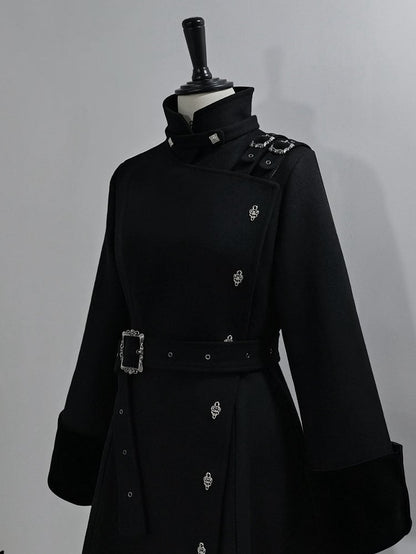High Neck Coat Ouji Woolen Lolita Collar Stand Black