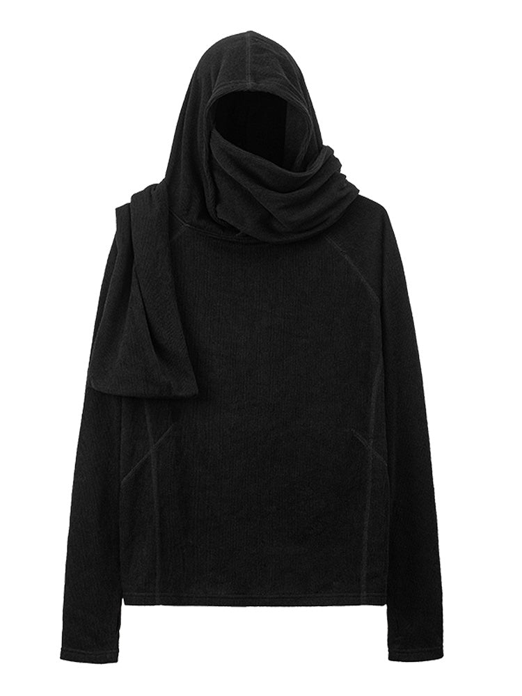 Cuffs with Scarf Neck Long-sleeve Hoodie Thumbhole