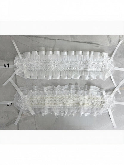 White Lace Hairband with Bow and Heart - Magic Diary