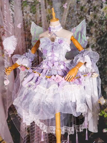 Kleid Fee Set Design Lila Schmetterling JSK Prinzessin Lolita Floral Volle