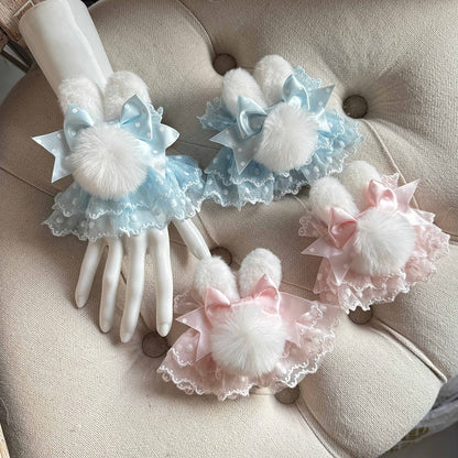 (With Accents) Glove Ear Sets Sweet Rabbit Pastel Wrist Lolita Cuff