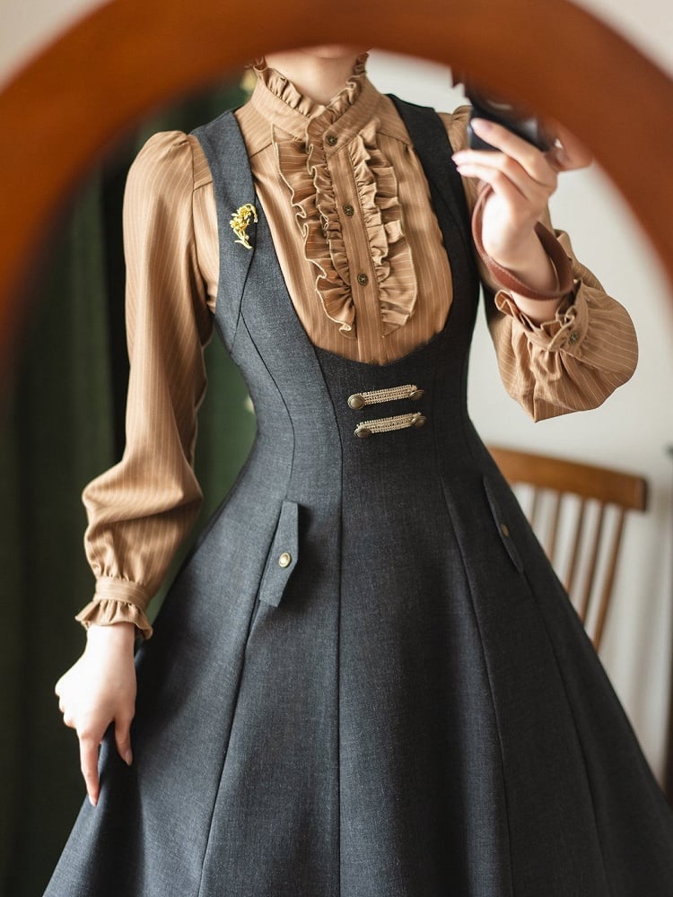 Dress Vintage Under Bust Lacing with Black Back Elegant