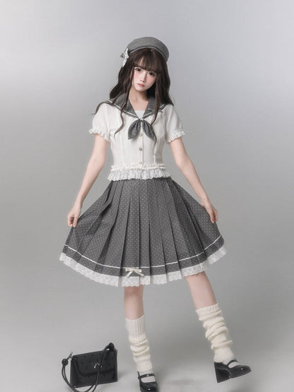 Tie Bow Polka Dot Gray