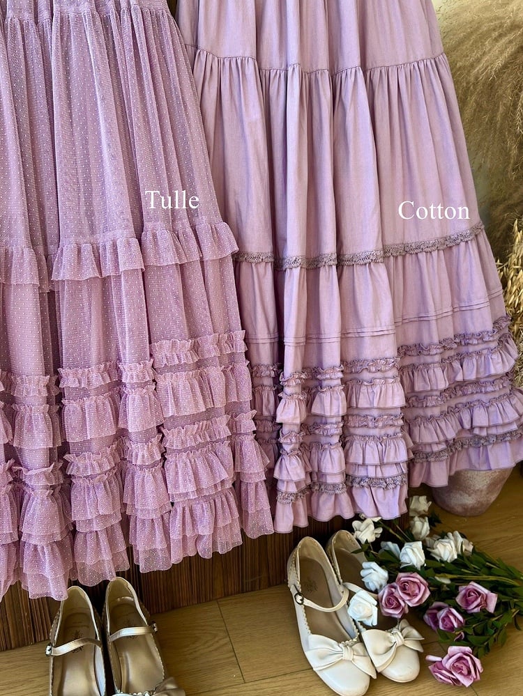 Loose Ruffled Multi-Layer Purple Lolita Tulle Elegant Hem Skirt