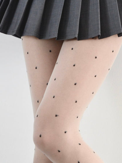 White Polka Dot Pattern Tights