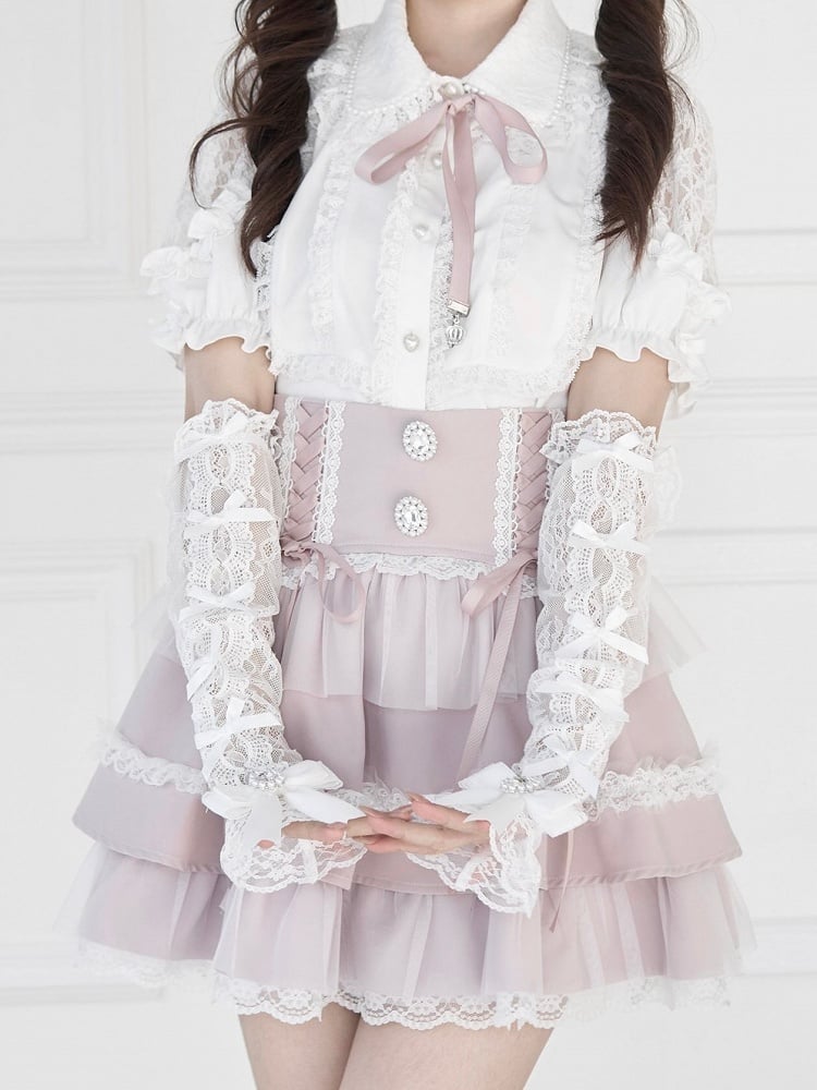 Colors Jirai Bowknot Kei Details 5 Lace Wrist Cuffs with