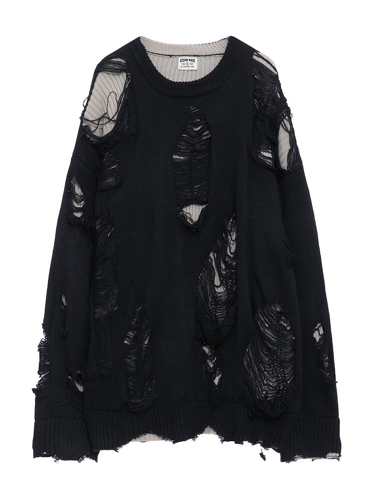 for Distressed Double-Sided Sweater: Detail Fall/Winter Black