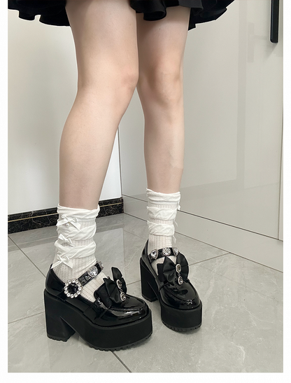 Bow with Mid-Calf Option Socks Triple-Layer 6 Balletcore Details Colors