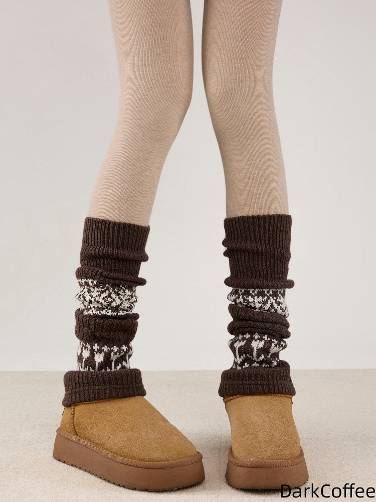 Knitted and Floral Leg 6 Geometric Warmers Colors Pattern