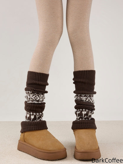 Knitted and Floral Leg 6 Geometric Warmers Colors Pattern