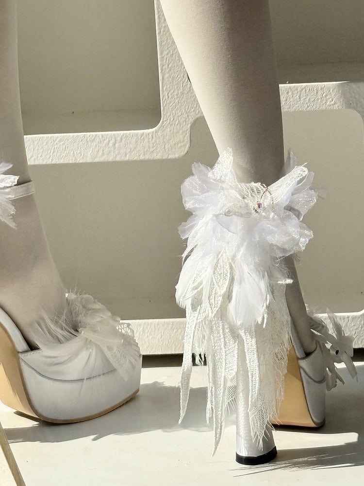 Bow with Goth Platform Elegant White at Shoes High-heel Top