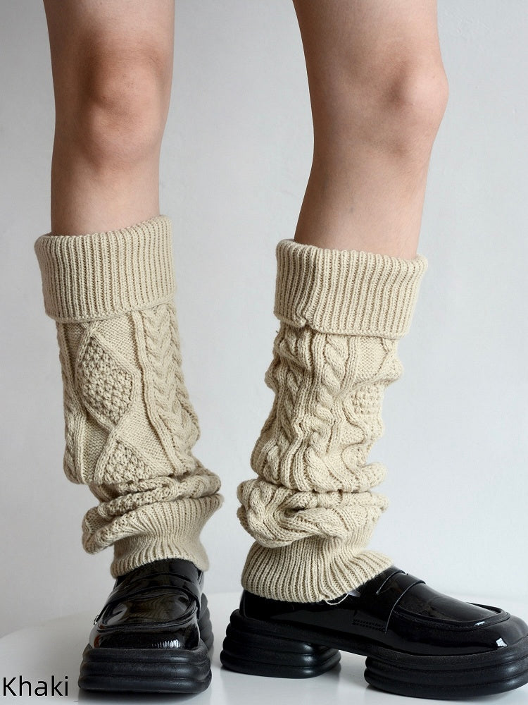 5 Colors Cuffed Cable Knit Leg Warmers