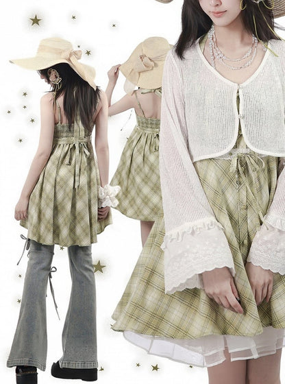 White Flared Sleeve Knit Cropped Top - PINK SAVIOR