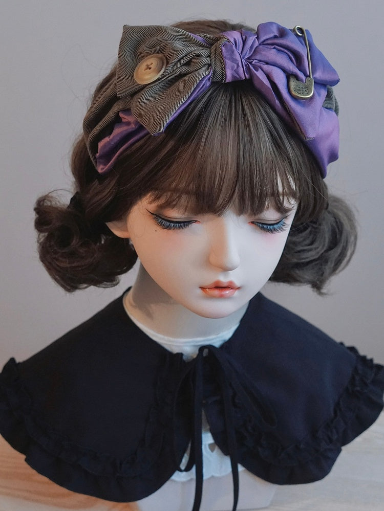 装飾ボタン ビッグKCピン＆リボン パープル