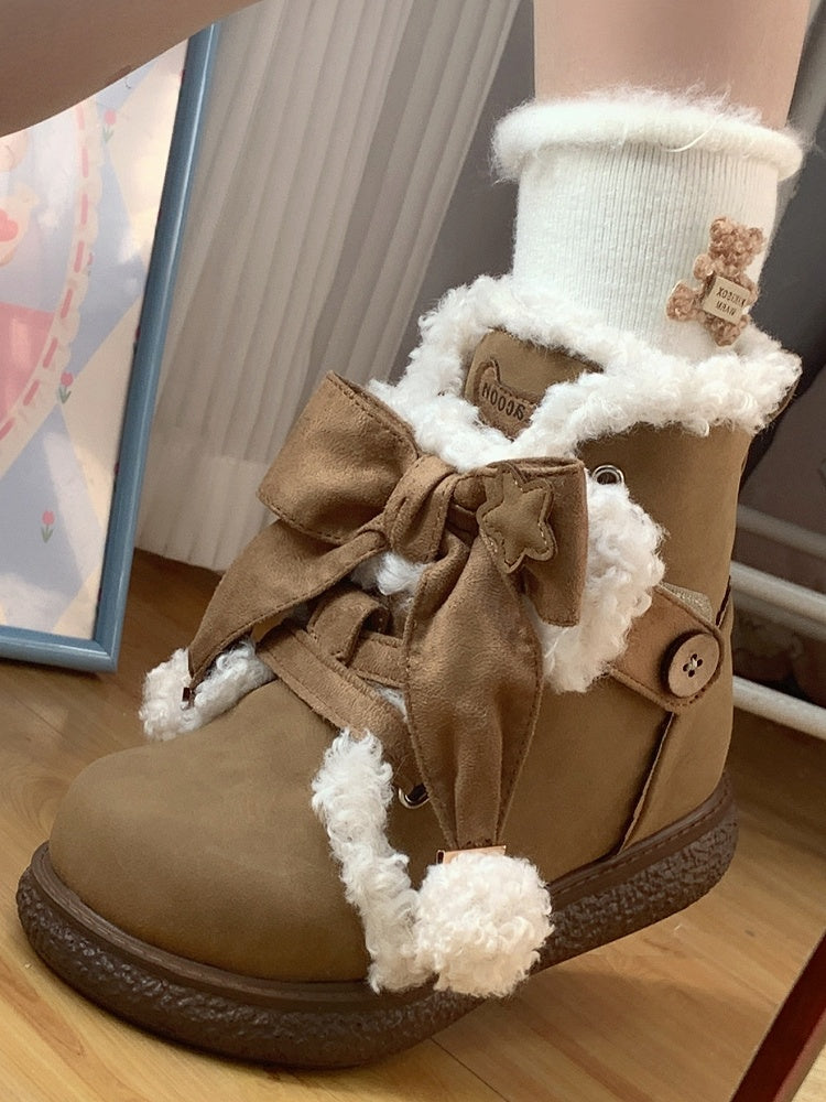 White Cuffed Kawaii Socks Bear Daily Decor Winter with