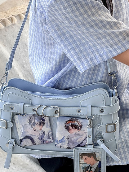 6 Colors Transparent Crossbody Ita Shoulder Bag with Cat Theme - Wudong Shop