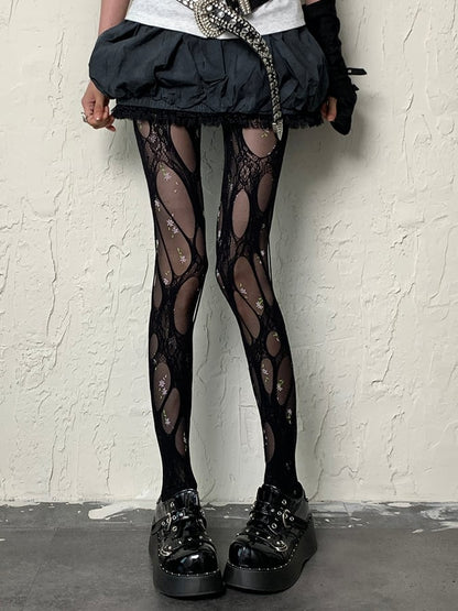 Y2K Black Tights Cut-out Design