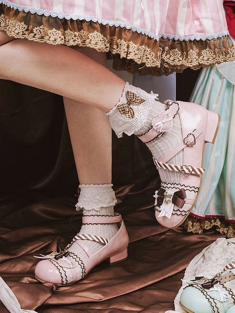 in Mary Details Bow Janes Pink Sweet Lolita with PU